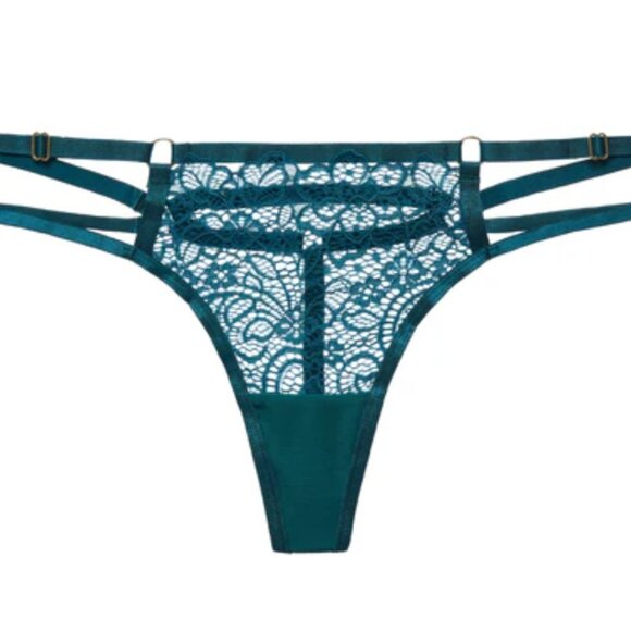 Dita Von Teese Madame XXX Strappy Lace G-String Panty, Shady Spruce, Size XL - Picture 5 of 8